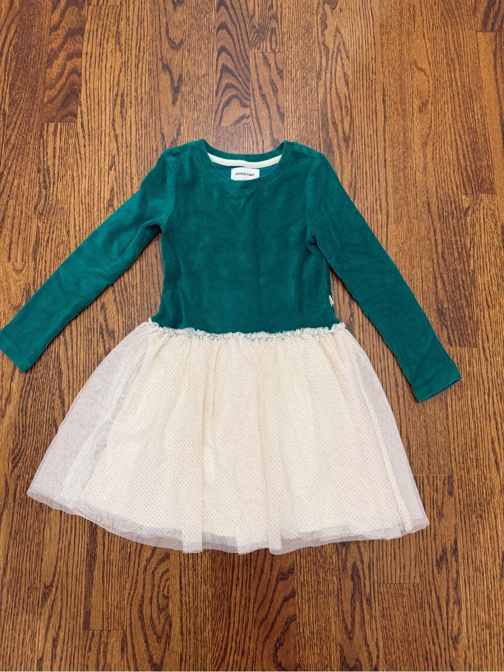 Sammy + Nat Green and Cream Tulle Skirt Formal Dress